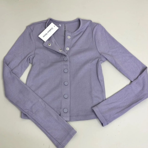 NWT Outdoor Voices CozyRib Cropped Cardigan in Earl Grey Size Small - Picture 7 of 15
